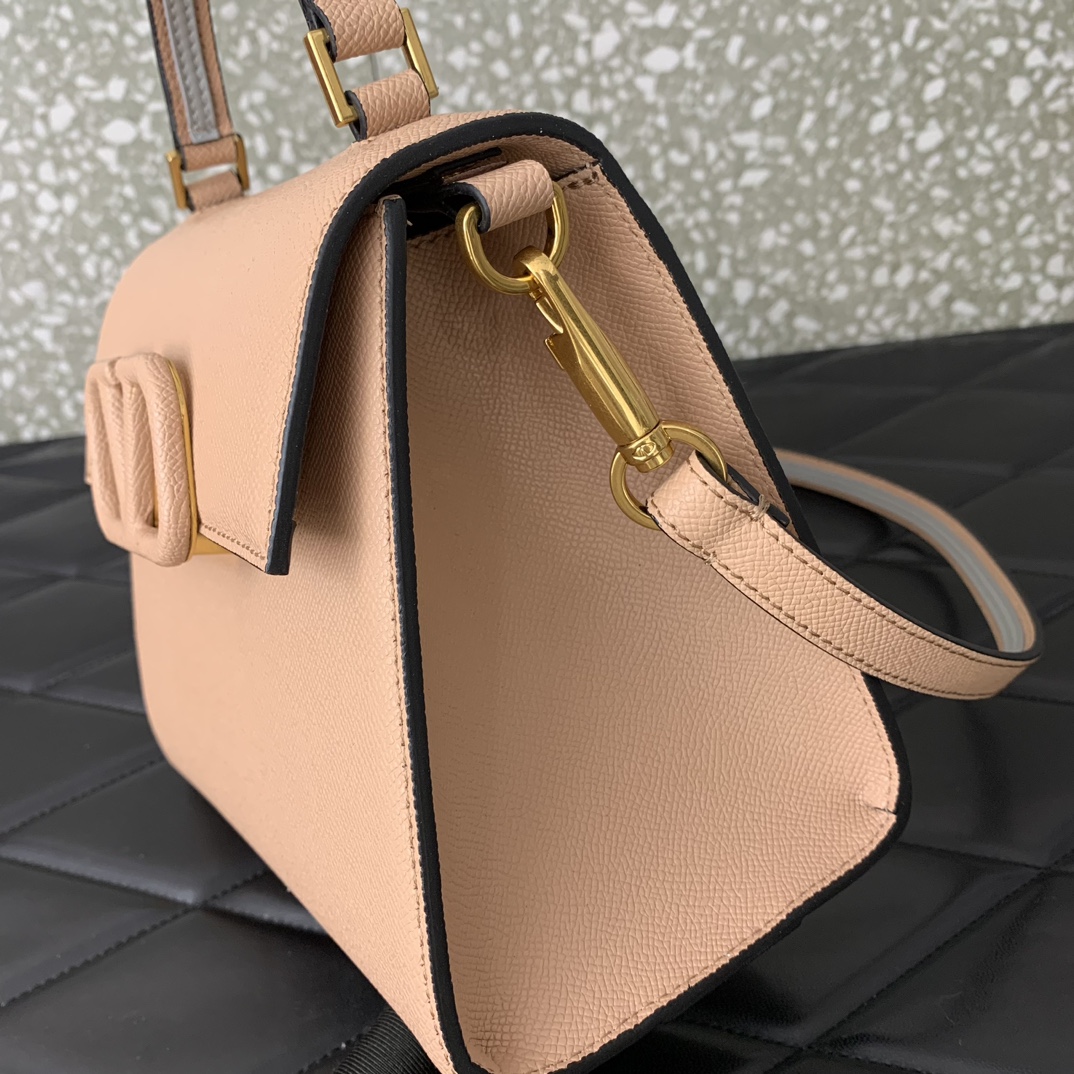 Valentino Garavani Vsling Small Handbag in Nude Pink Grainy Calfskin 